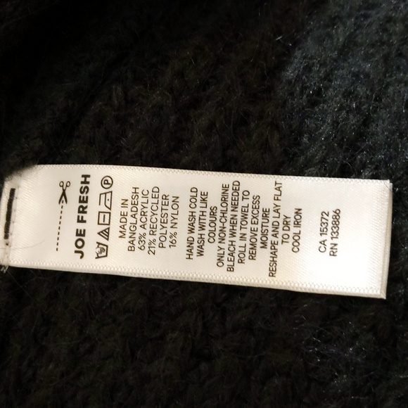 Joe Fresh| NWT Black Long Cardigan Acrylic Blend With Cuffed Sleeves - Picture 12 of 15